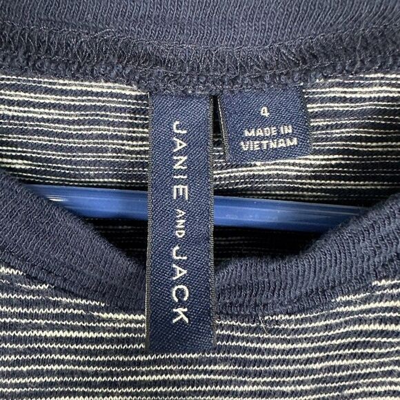 Janie and Jack Boys 4 Stripe Short Sleeve T-Shirt Blue Cotton - Picture 2 of 4